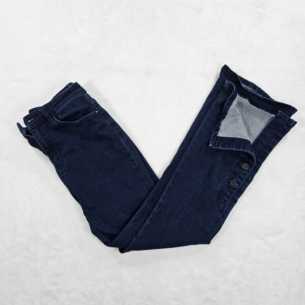 Vero Moda Denim AIMS 9/10 HW SB Indigo Blue Flare Side Button Jeans Size M